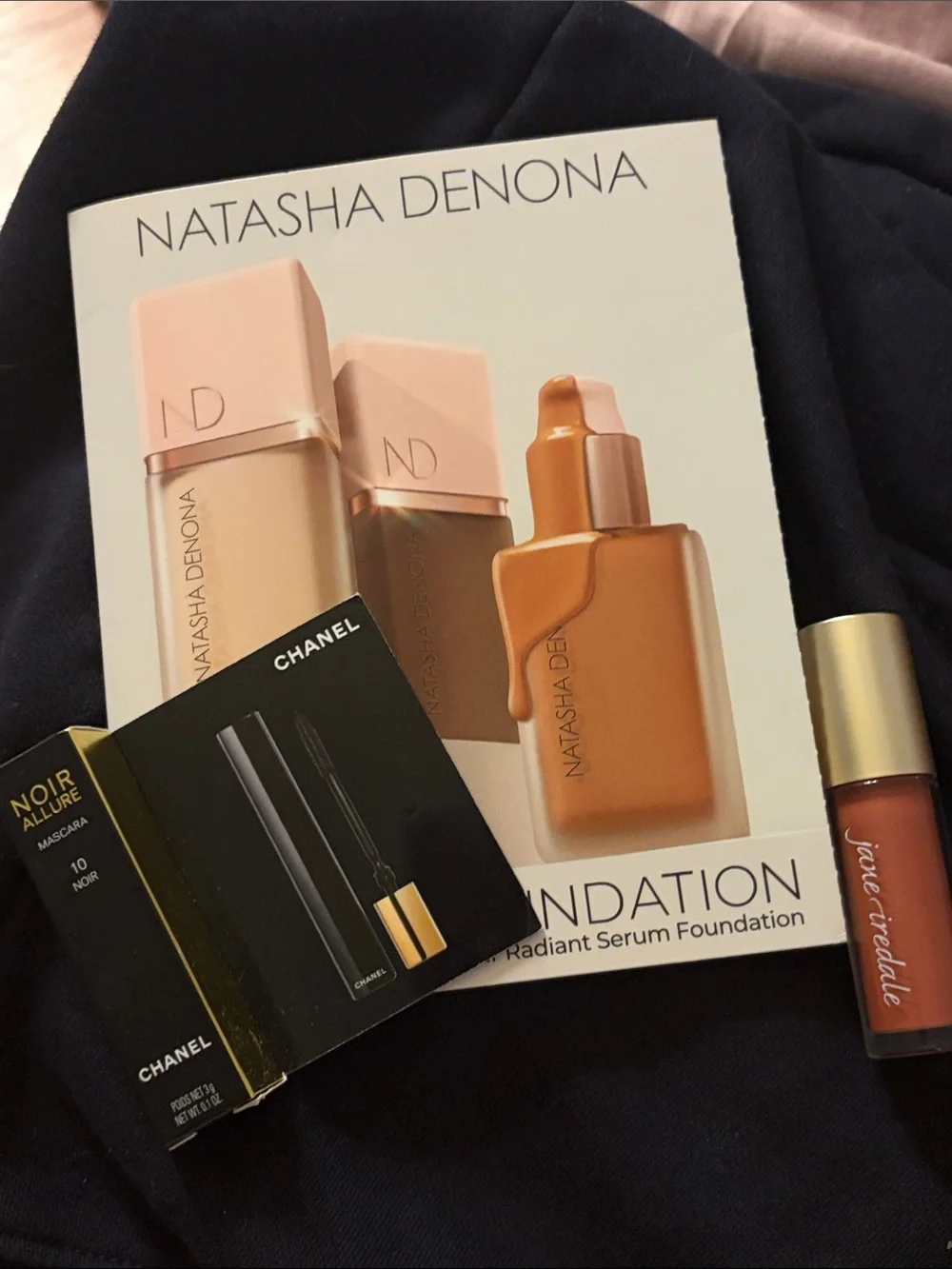 Natasha Denona Radiant Serum Foundation sample, Chanel travel mascara and.